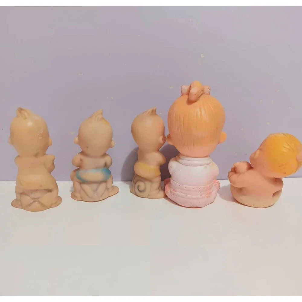 Dolls Rubber Vintage Squeeze  Girl Babies Lot of 5 Assorted Sizes